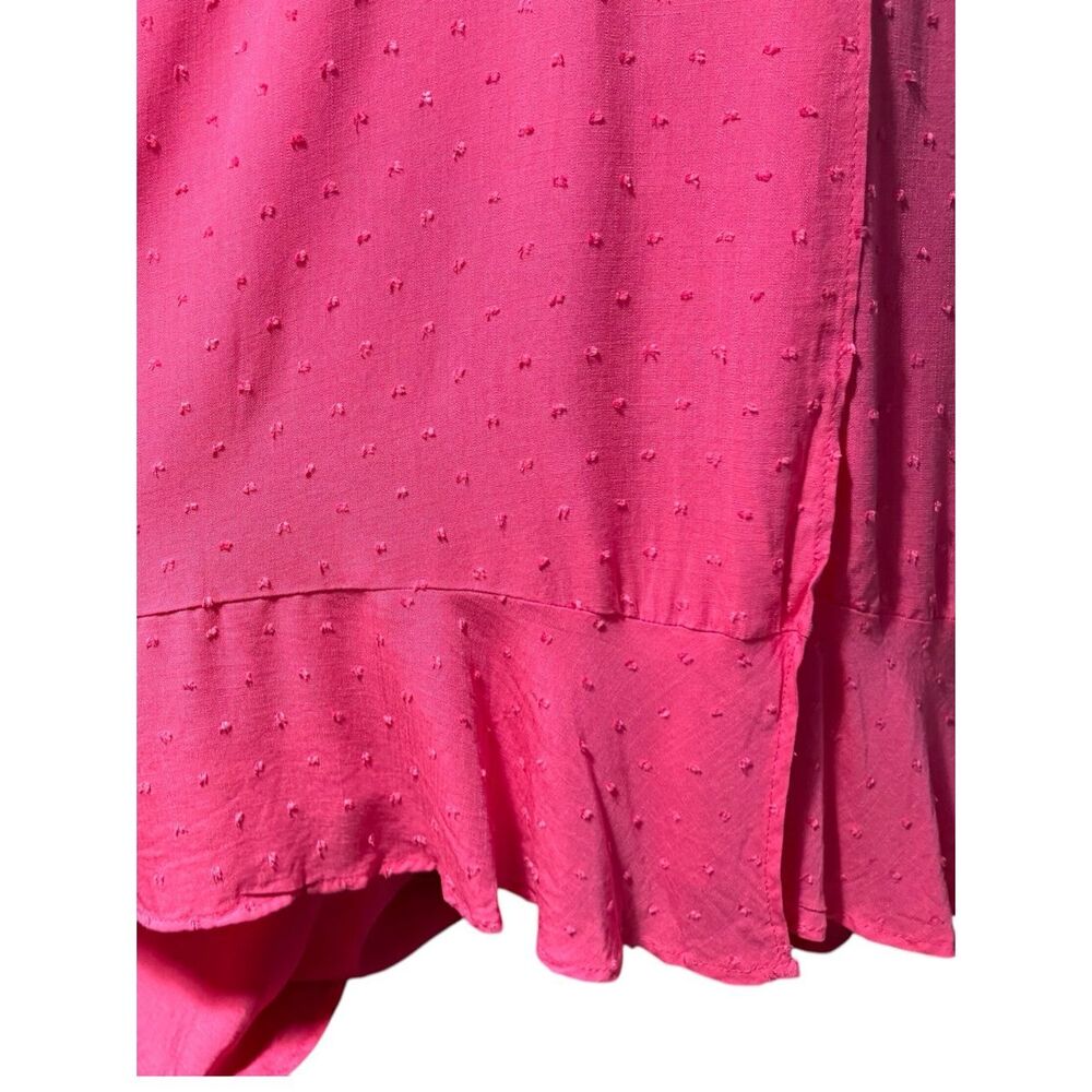 Torrid Pink Swiss Dot Midi Dress Plus Size Surplice Wrap Tie Sleeve Pockets NWT - Picture 9 of 13